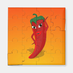 Red Pepper Diva Jigsaw Puzzle Magnet