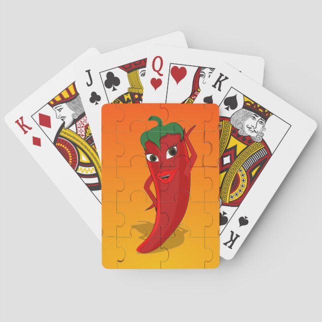 Red Pepper Diva Jigsaw Puzzle Playing Cards (Back)