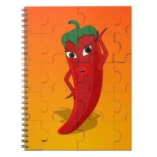 Red Pepper Diva Jigsaw Puzzle Spiral Notebook