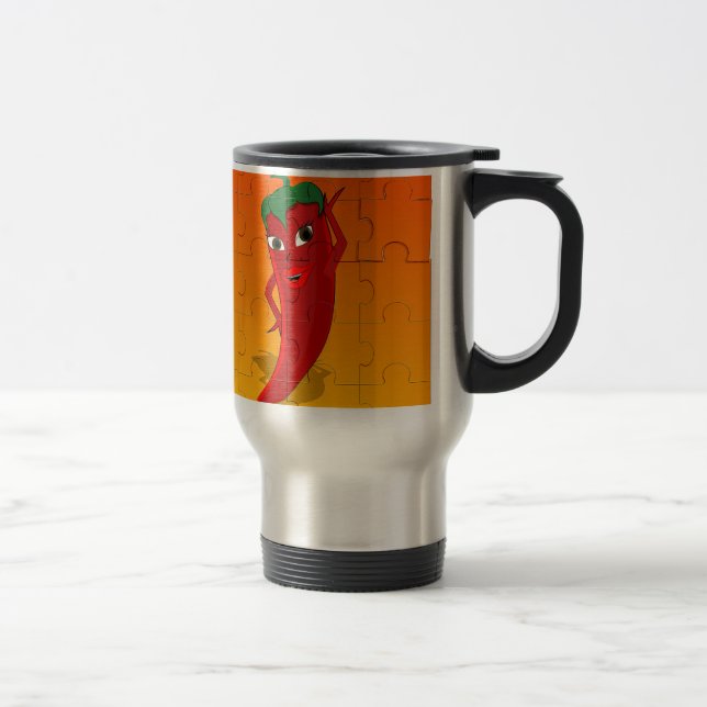 Red Pepper Diva Jigsaw Puzzle Travel Mug (Right)