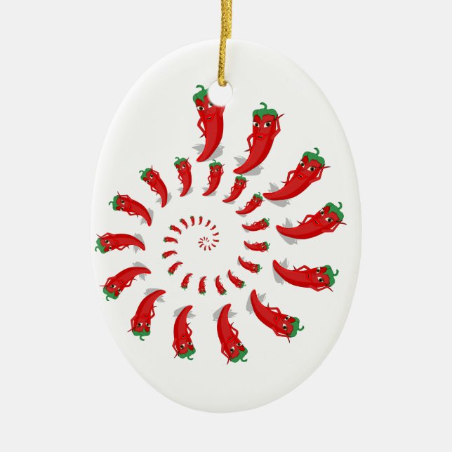 Red Pepper Diva Spiral Ceramic Tree Decoration (Front)