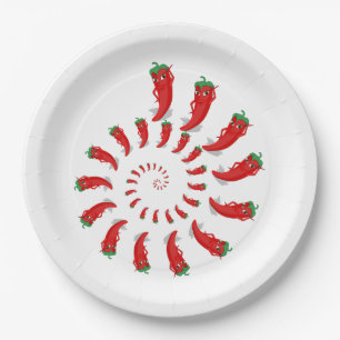 Red Pepper Diva Spiral Paper Plate
