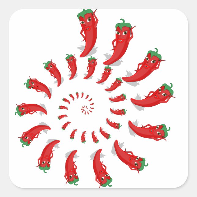 Red Pepper Diva Spiral Square Sticker (Front)