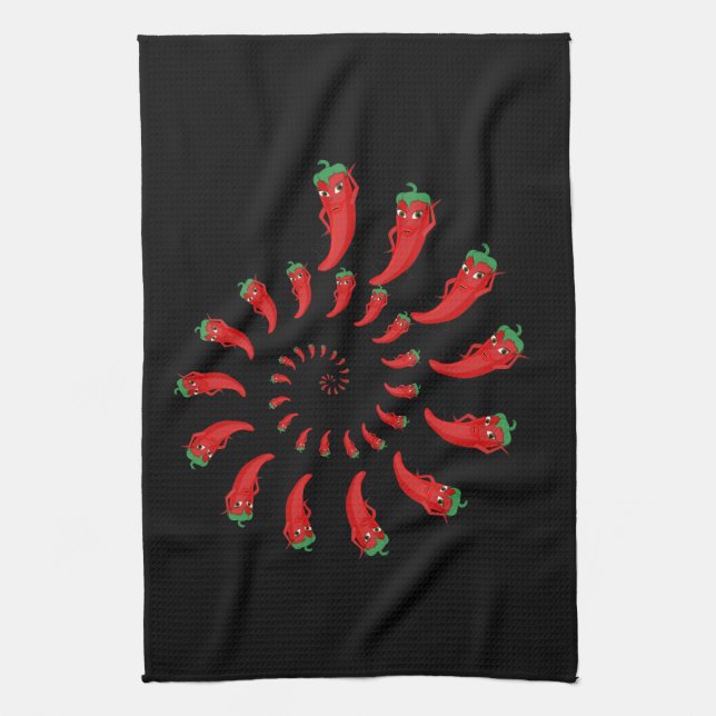 Red Pepper Diva Spiral Tea Towel (Vertical)