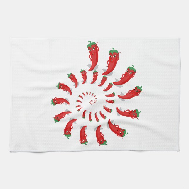 Red Pepper Diva Spiral Tea Towel (Horizontal)