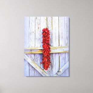 Red Pepper Rista on Purple Door in New Mexico Canvas Print