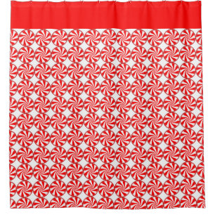 Red Peppermint Candy Swirls Shower Curtain