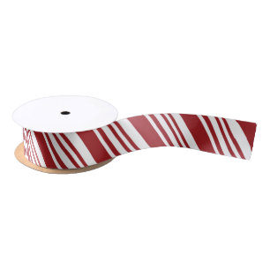 Red Peppermint Stripe Satin Ribbon