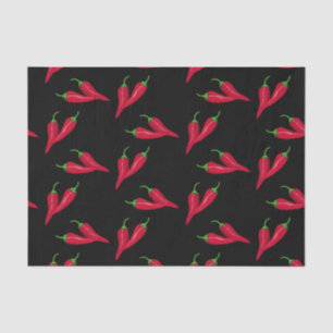 Red peppers pattern, chilli pepper on black paper