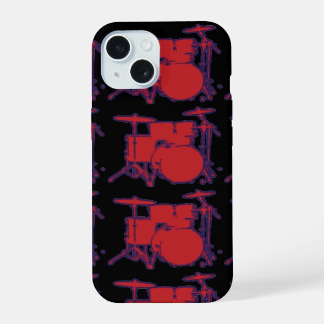 red percussion drums iPhone 15 case (Back)
