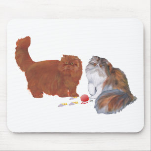 Red Persian and Calico Persian w/Ornament Mouse Pad