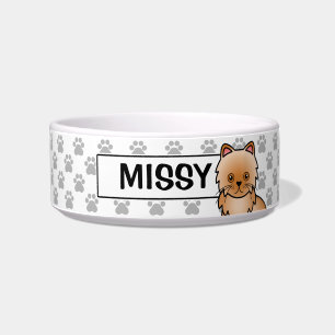 Red Persian Cat Cartoon Drawing & Cat's Own Name Bowl