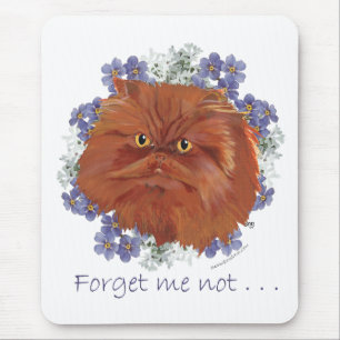 Red Persian Cat Forget Me Not Mouse Pad