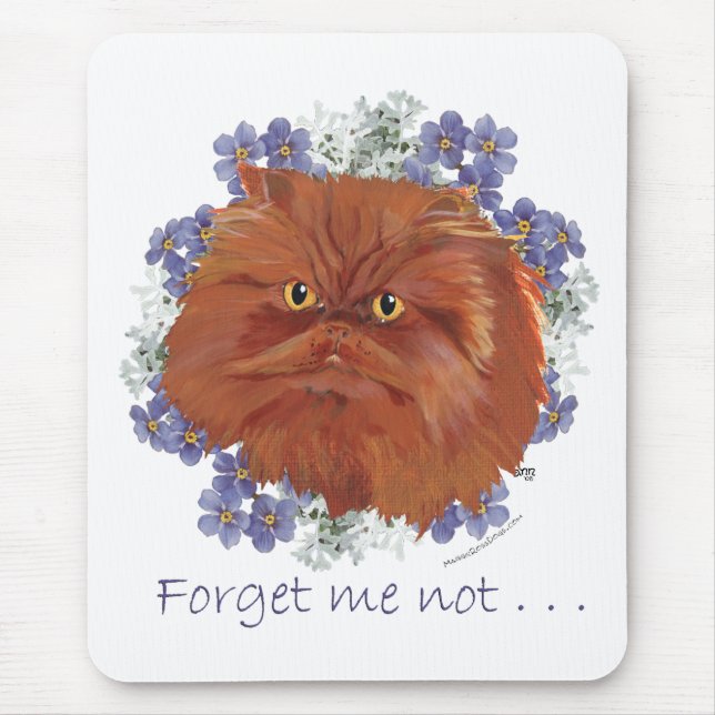 Red Persian Cat Forget Me Not Mouse Pad (Front)