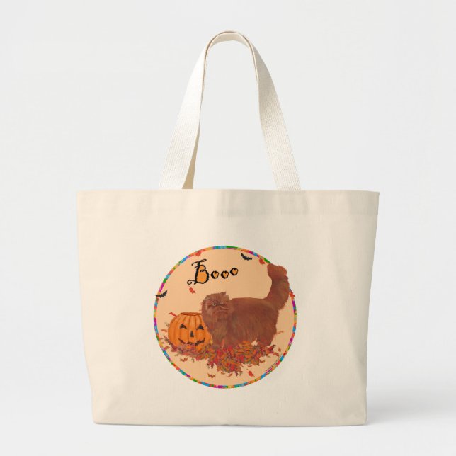 Red Persian Cat Halloween Large Tote Bag (Front)