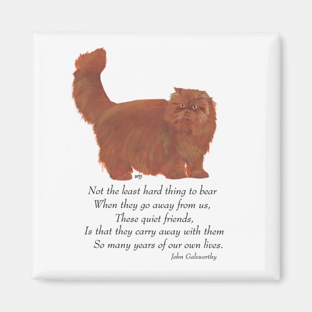 Red Persian Cat Rainbow Bridge Magnet (Front)