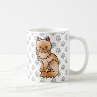 Red Persian Cute Cartoon Cat Illustration