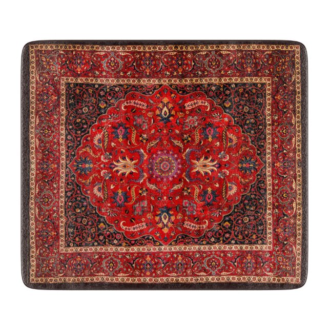 Red Persian Rug Cutting Board (Front)