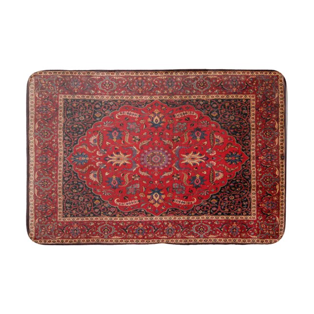 Red Persian Rug from Mashhad Bath Mat (Front)