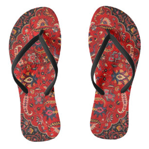 Red Persian Rug from Mashhad Jandals