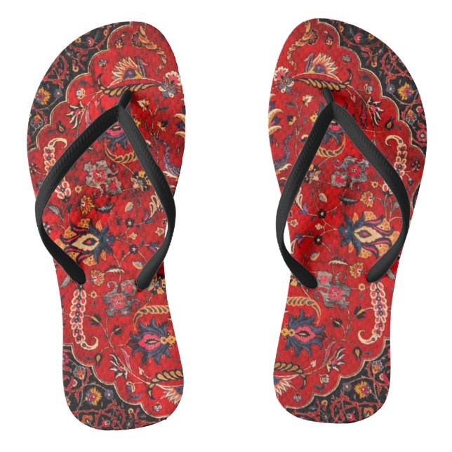 Red Persian Rug from Mashhad Jandals (Footbed)