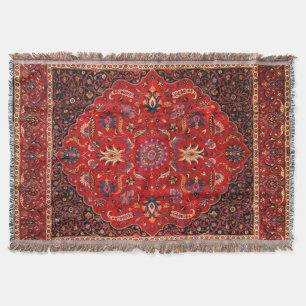 Red Persian Rug from Mashhad Throw Blanket