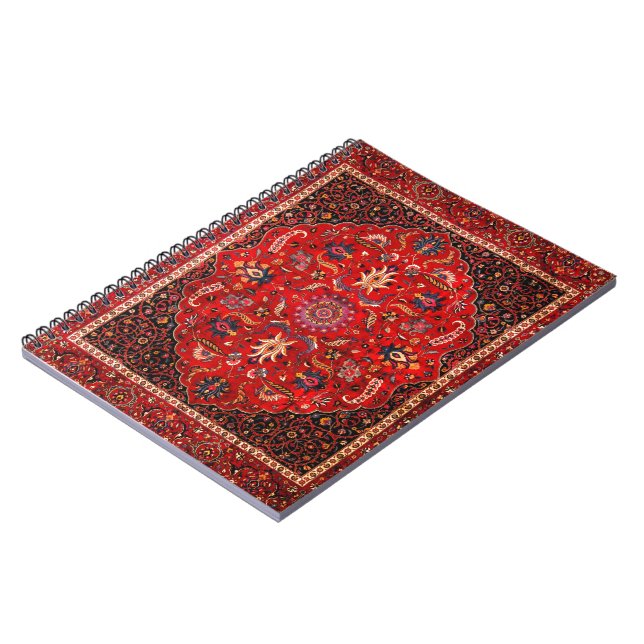 Red Persian Rug Spiral Notebook (Left Side)