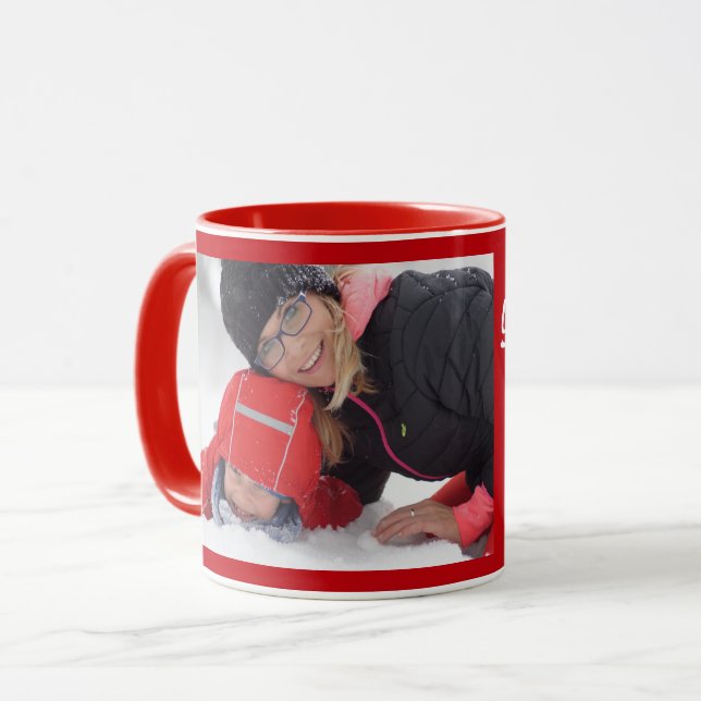 Red Personalise Photo Template Gift Coffee Mug (Front Left)