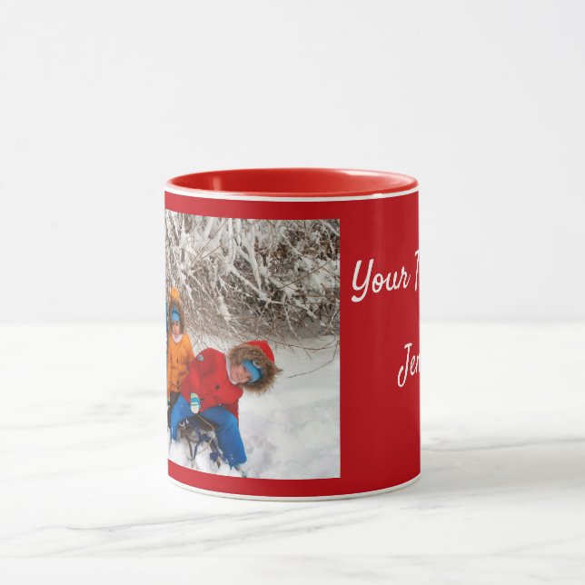Red Personalise Photo Template Gift Coffee Mug (Center)
