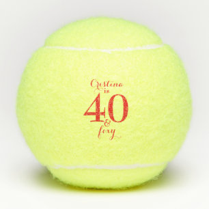 Red Personalised 40 & Foxy Tennis Balls