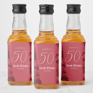 Red Personalised Anemones Floral Surprise Birthday Liquor Bottle Label