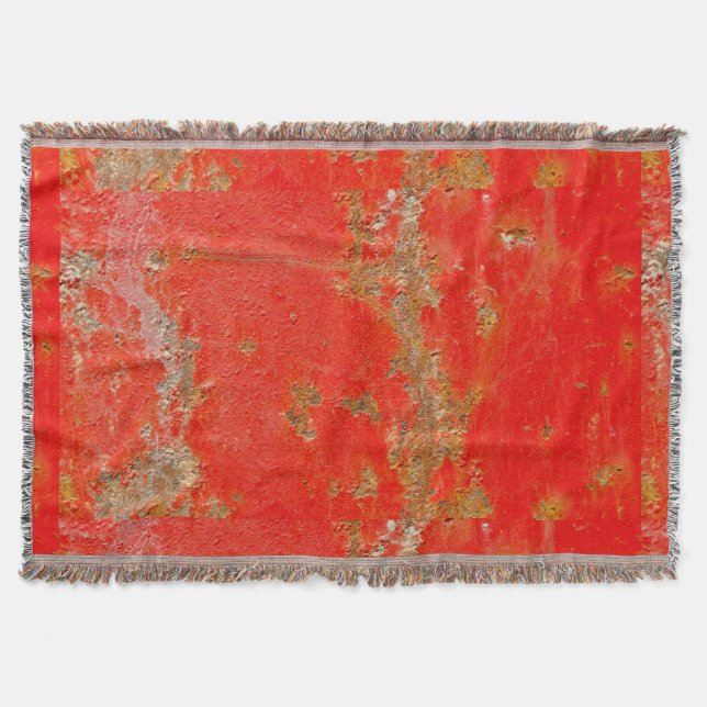 Red personalised antique car, rusted metal throw blanket (Front)