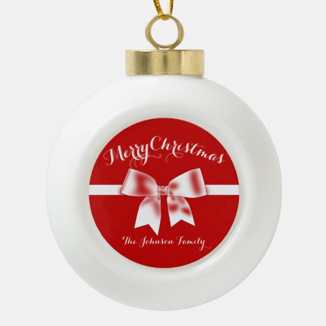 Red Personalised Christmas Ball Ornaments (Front)