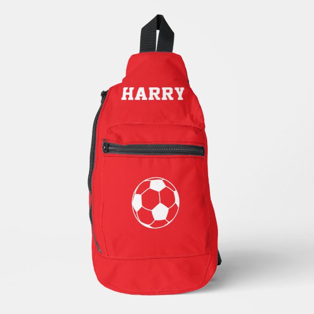 Red Personalised Football Boot Sling Bag (Front)