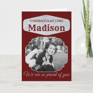 Red Personalised Glitter Graduation Card