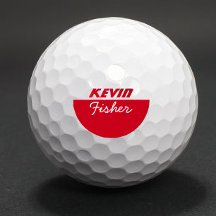 red personalised golfer-ball golf balls