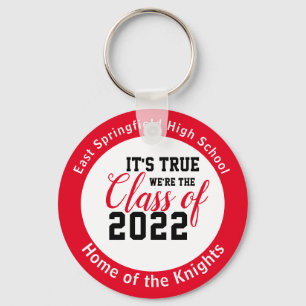 Red Personalised High School Class of 2022 Key Ring