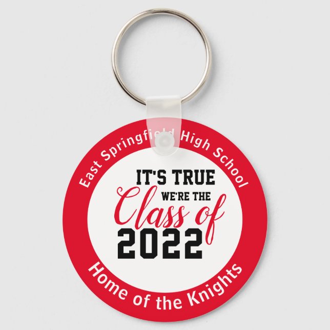 Red Personalised High School Class of 2022 Key Ring (Front)