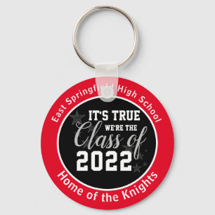 Red Personalised High School Class of 2022 Key Ring