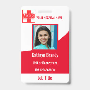 Red Personalised Hospital or Clinic Employee ID Badge