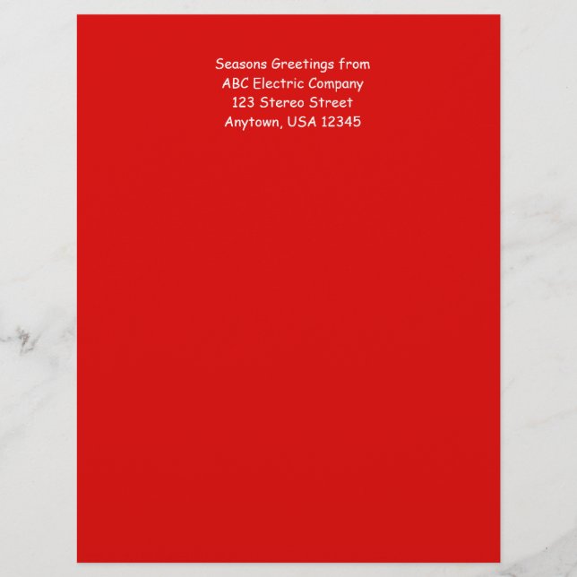 Red, Personalised Letterhead Stationery Paper (Front)