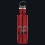 Red Personalised Modern Monogram Initial  710 Ml Water Bottle<br><div class="desc">Professional and understated personalised red,  black,  and grey water bottle with a simple custom masculine monogram with 2 initial letters,  and name you can edit to any fonts or colours to design a an elegant metal water bottle that looks great at the office or school with a classic design.</div>