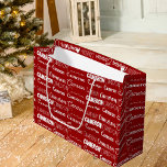 Red Personalised Name Font Collage Christmas Large Gift Bag<br><div class="desc">This cool personalised large Christmas gift bag is customised with your name in 9 different beautiful fonts. A cute personalised present with white typography on festive red for holiday gifts.</div>