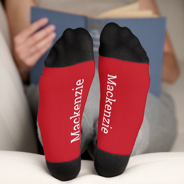 Red Personalised Name Monogram Bottom Socks (Bottom)
