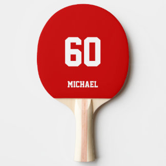 Red Personalised Name Number Ping Pong Paddle