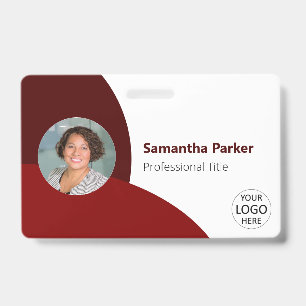 Red Personalised Photo, Logo, Barcode Employee ID Badge