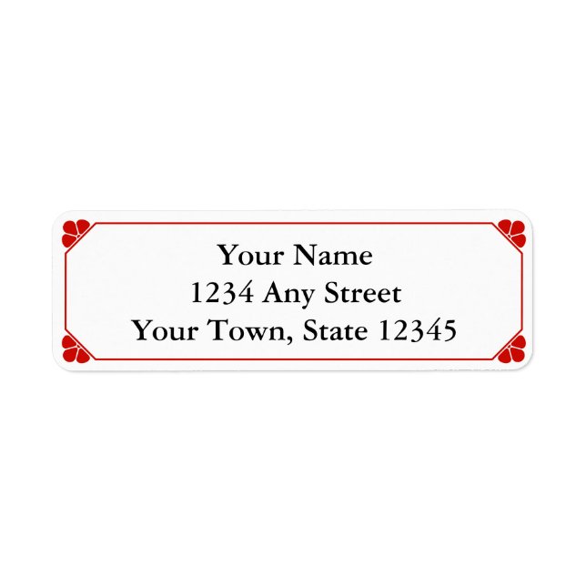Red Personalised Printed Return Address Labels (Front)