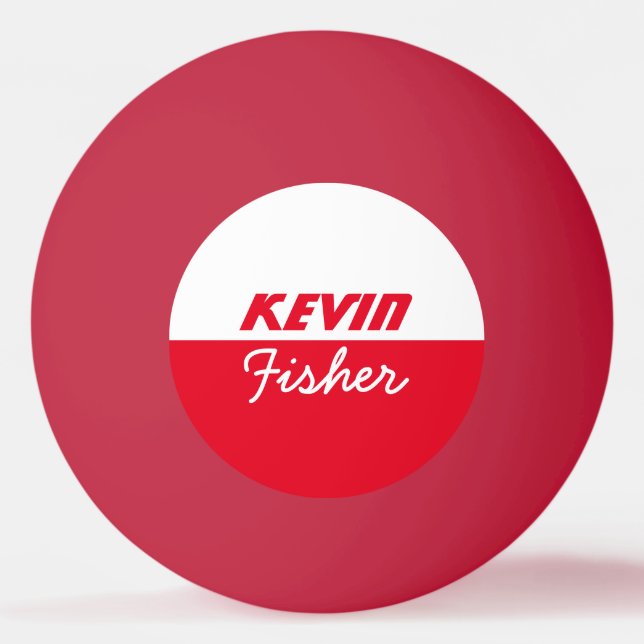 red personalised table-tennis-ball ping pong ball (Front)