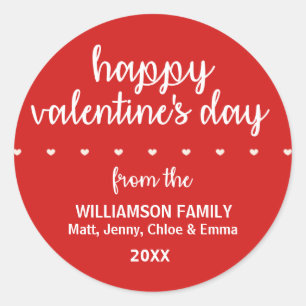 Red Personalised Valentine Sticker with Hearts