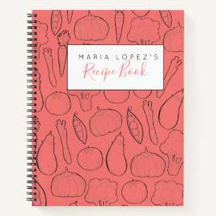 Red personalised vegetable cook book recipe book